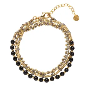 A Beautiful Story - Bracelet Advanced Onyx noir Gold