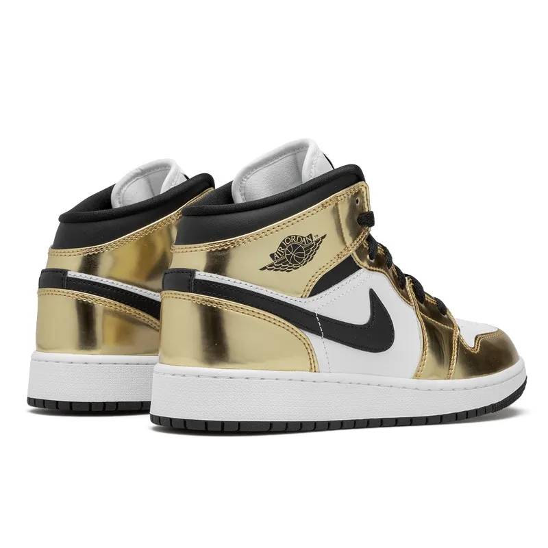Air Jordan 1 Mid Metallic Gold Black White