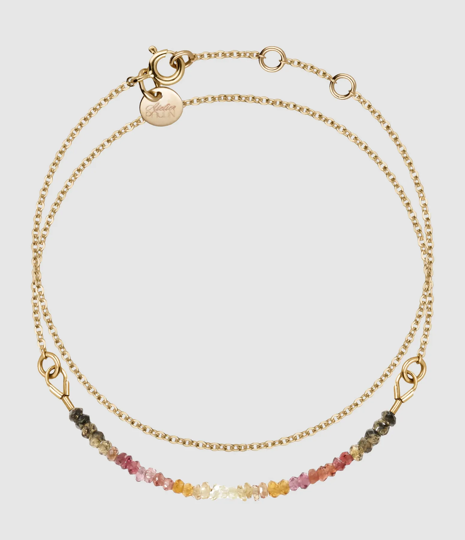 ATELIER PAULIN Partager  Bracelet Double Tour Fauve Saphir Nude Gold Filled  