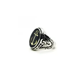 Bague chevalière Anchor Gold - Black Pearl Creations