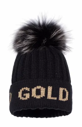 Bonnet Goldbergh Femme Hodd Faux Pom Black/Gold