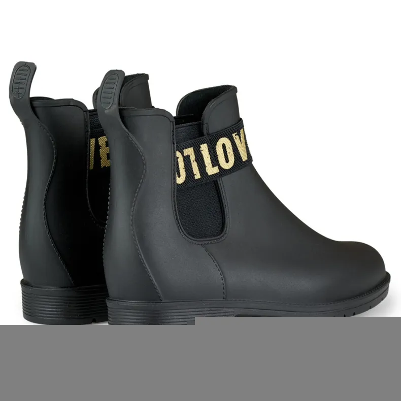 Bottes de pluie femme Love Gold noir mat le noir