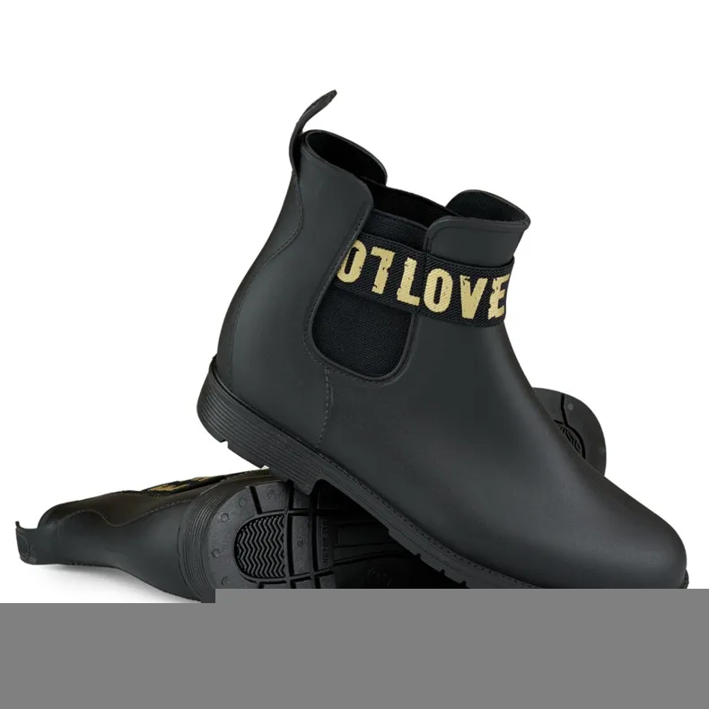 Bottes de pluie femme Love Gold noir mat le noir