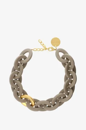 Collier épais Oval Necklace Short with Gold Matt Light Taupe