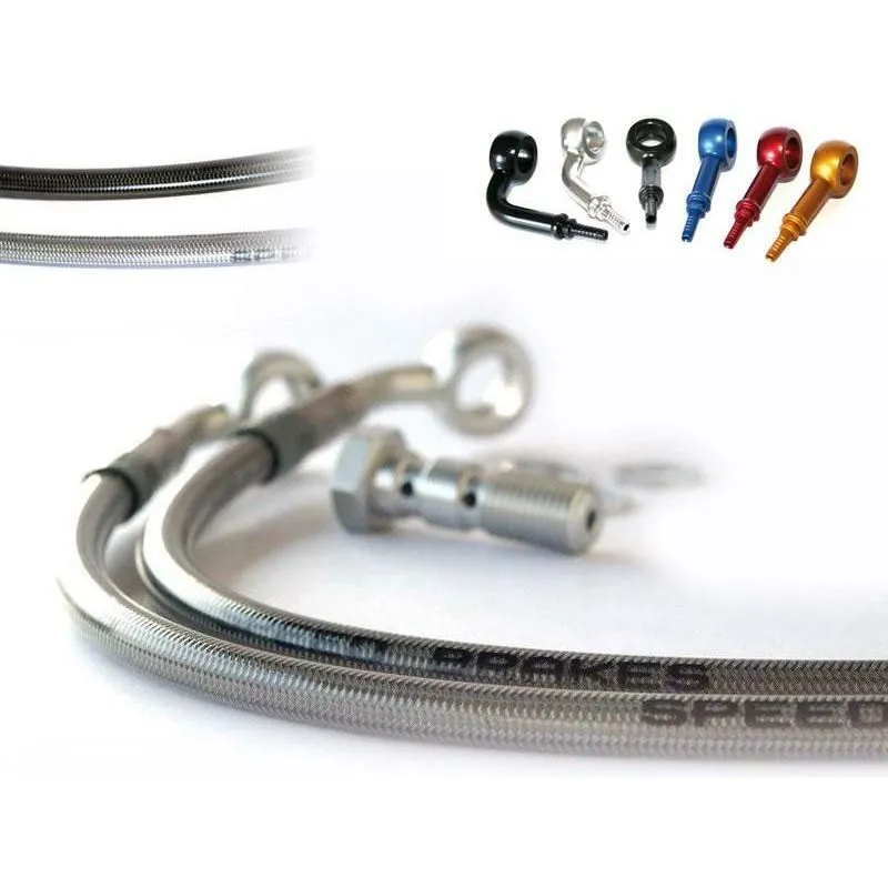 Durite de frein avant d'aviation SPEEDBRAKES carbone/raccord rouge Honda CR125R / CR500R