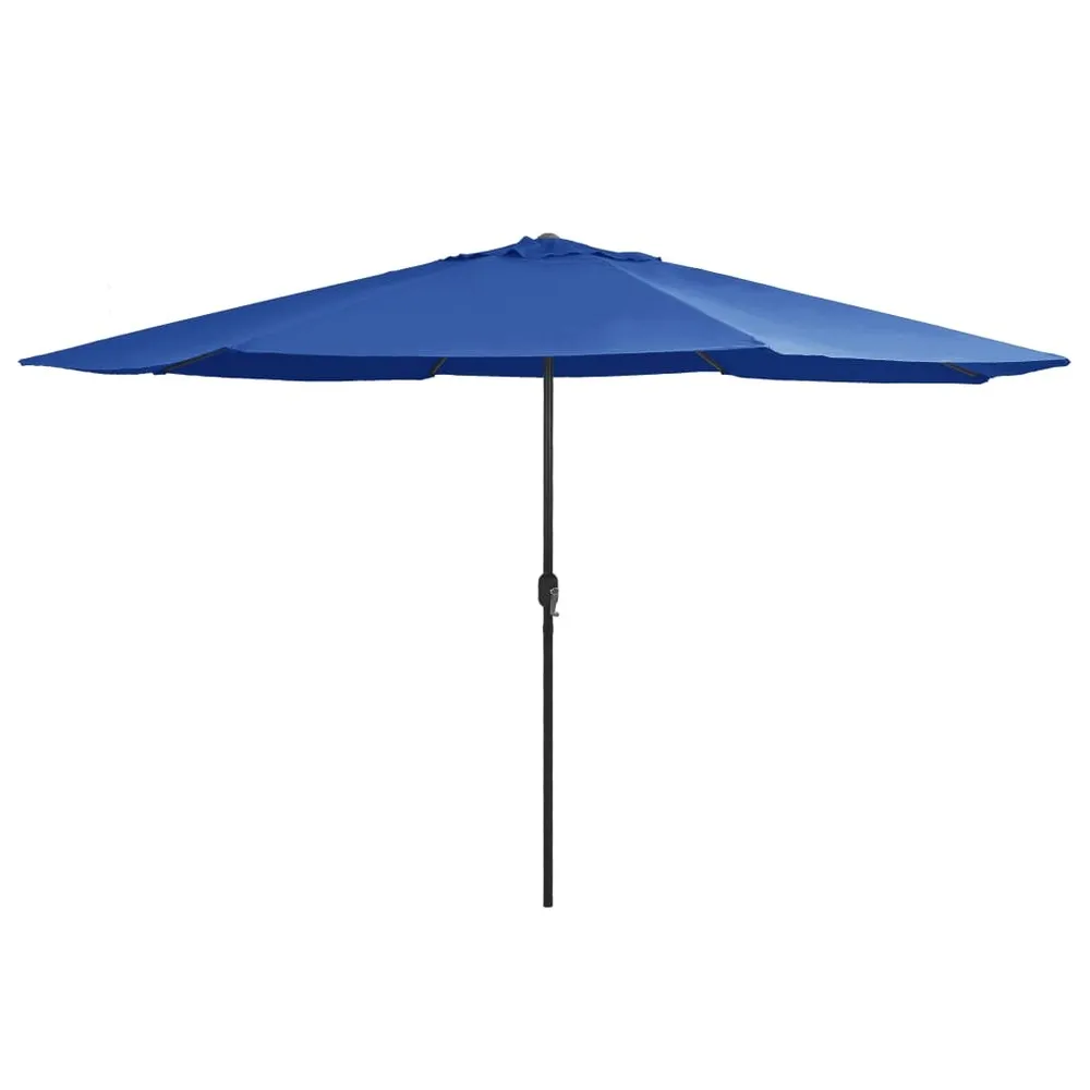 Parasol de jardin avec mât en métal 390 cm bleu azuré