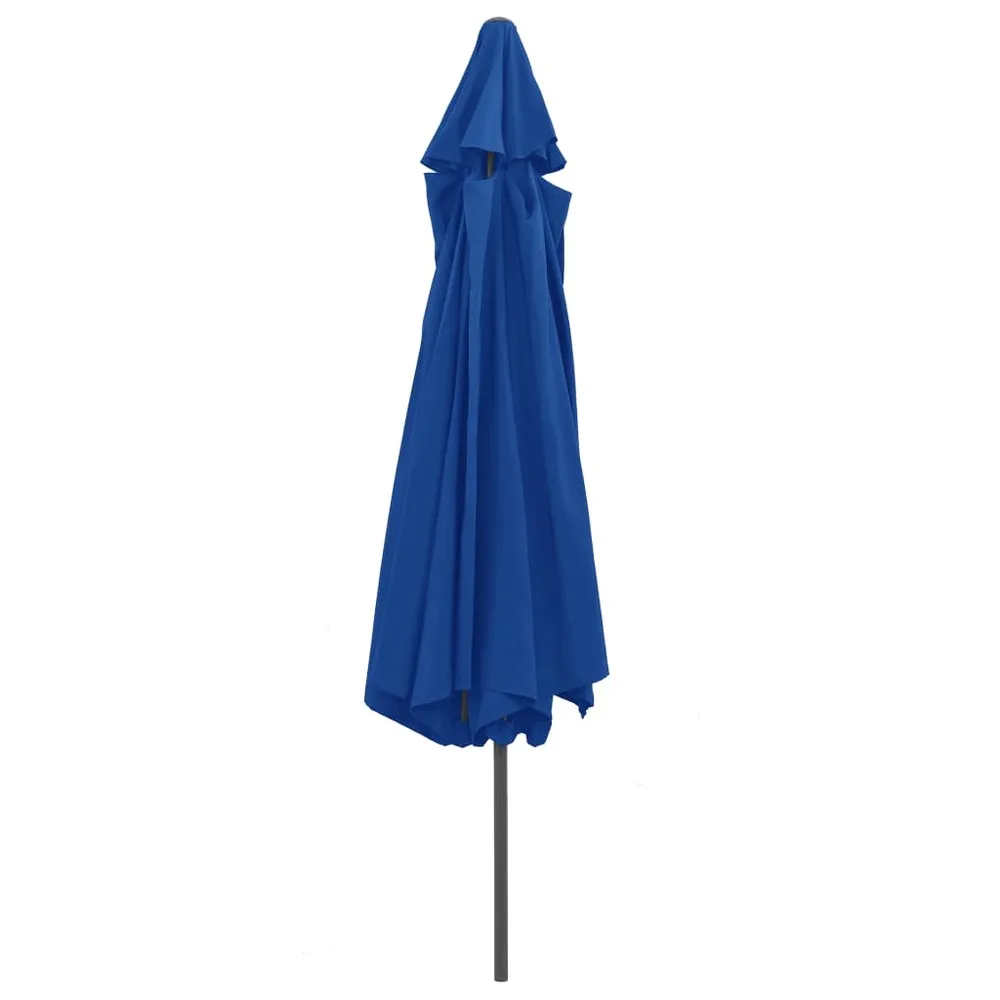 Parasol de jardin avec mât en métal 390 cm bleu azuré