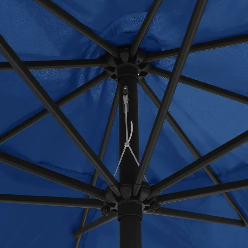 Parasol de jardin avec mât en métal 390 cm bleu azuré