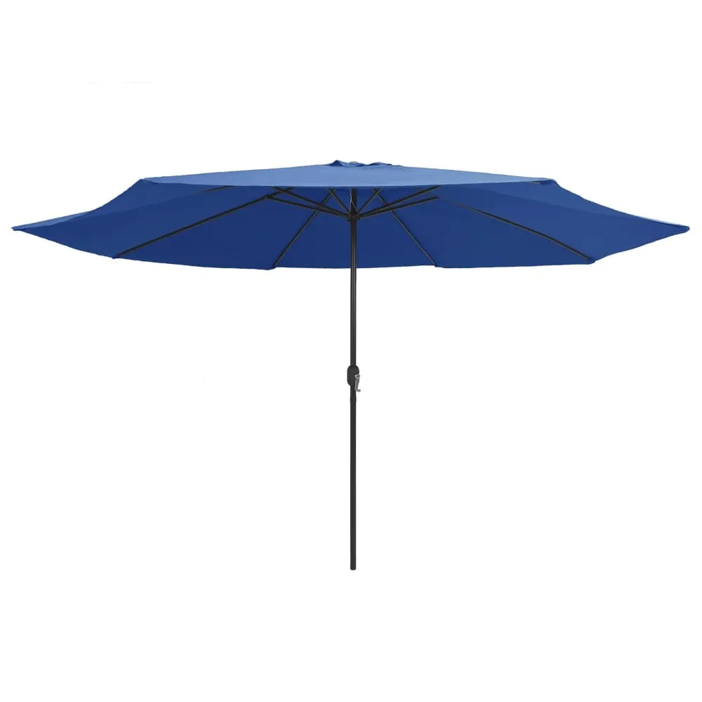 Parasol de jardin avec mât en métal 390 cm bleu azuré