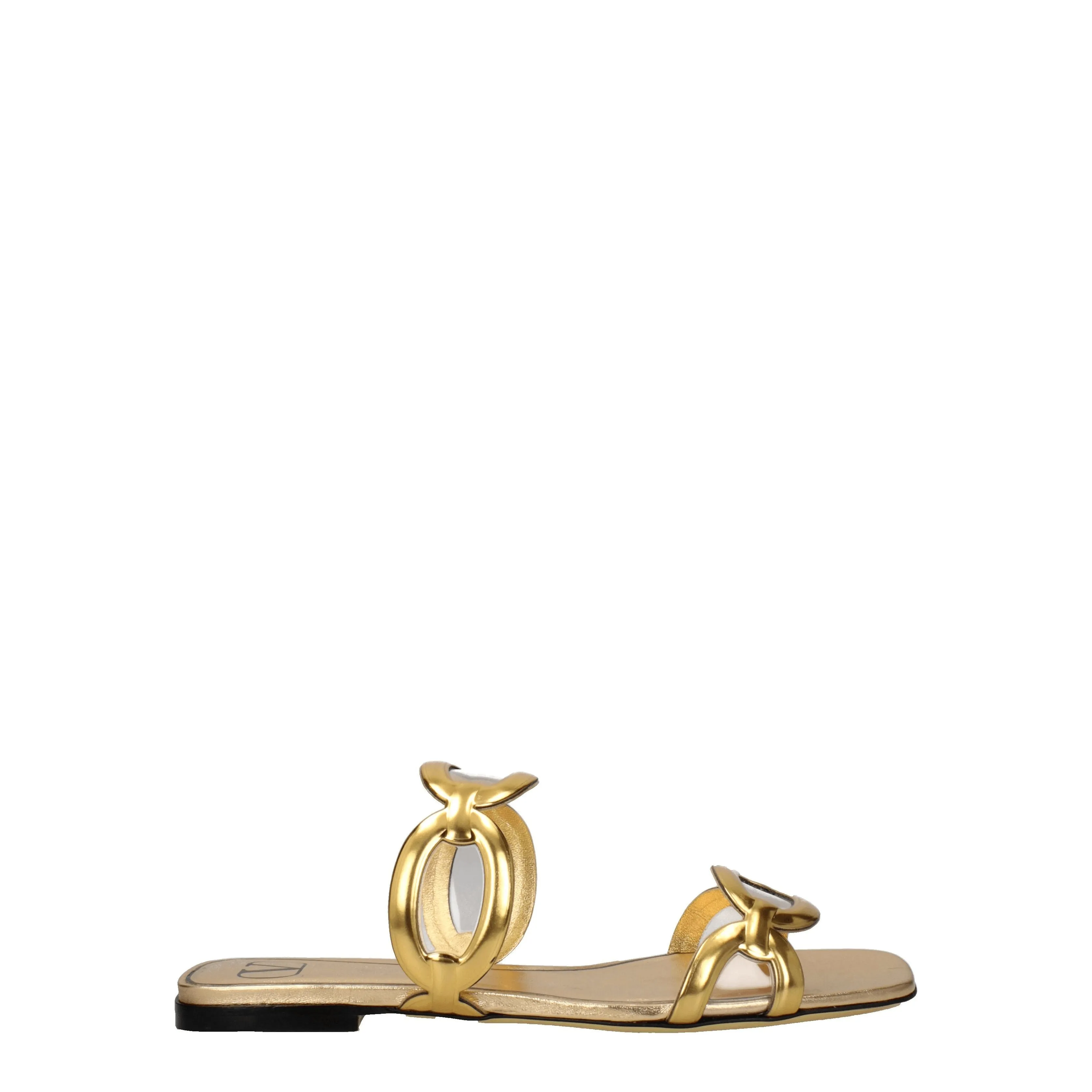 Valentino Garavani Slippers and HOOVES Femmes Gold en cuir