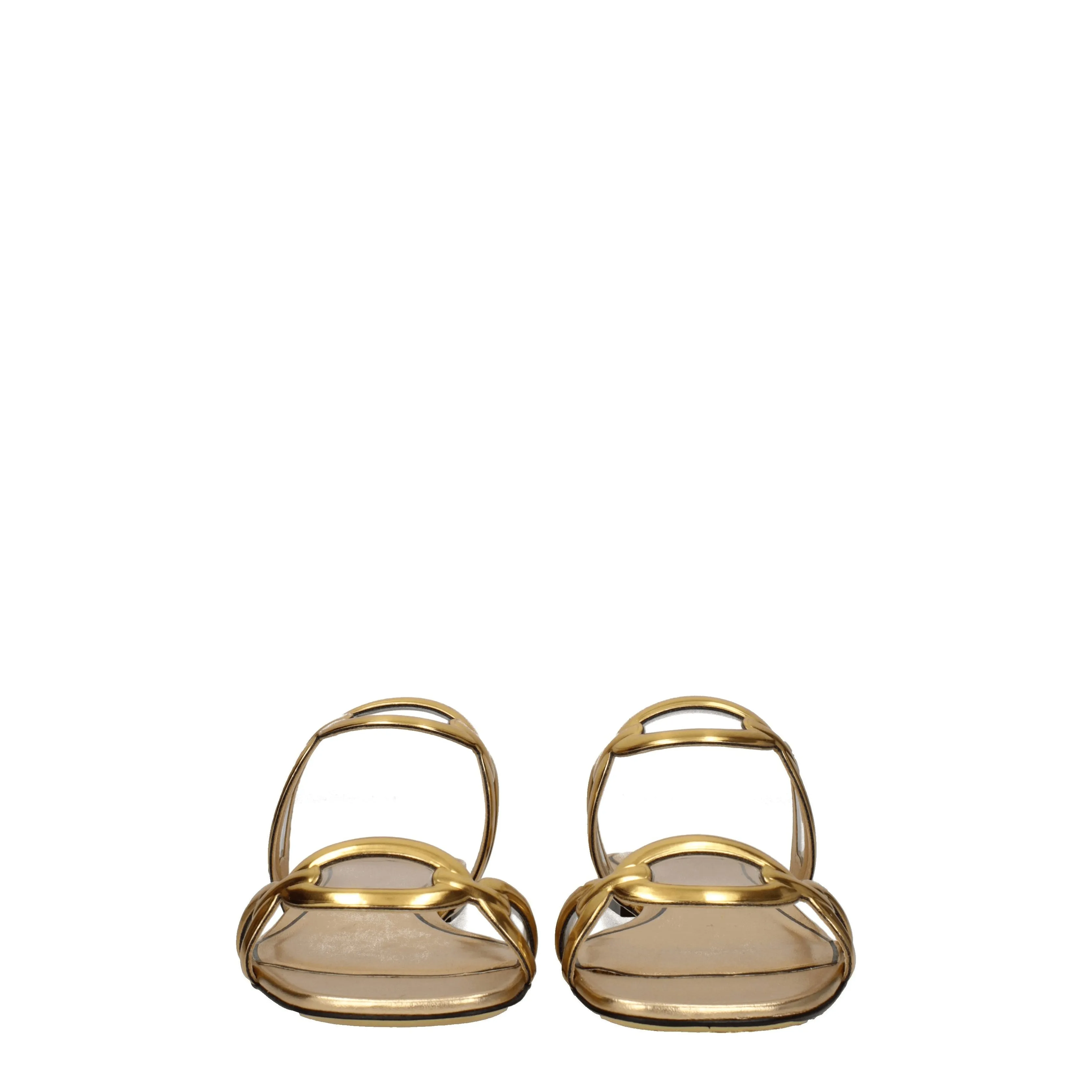 Valentino Garavani Slippers and HOOVES Femmes Gold en cuir